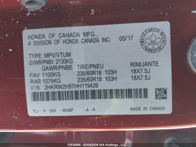2HKRW2H97HH119439 Honda CR-V