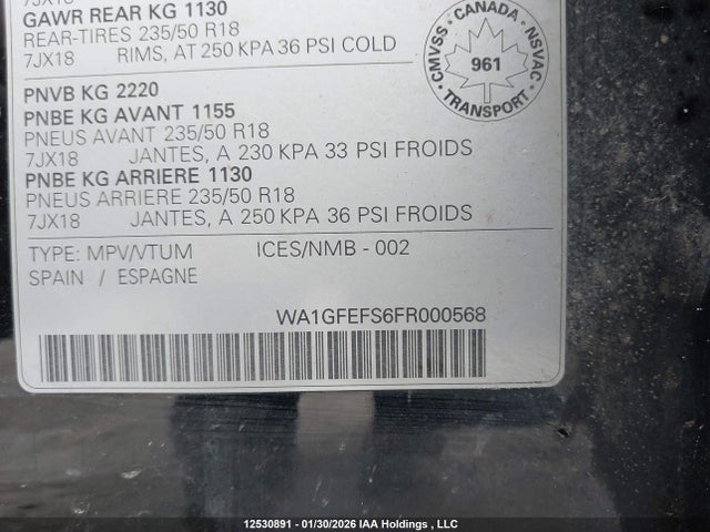 WA1GFEFS6FR000568 Audi Q3