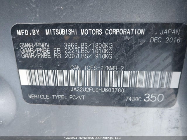 Mitsubishi LANCER ES 2017 JA32U2FU0HU603780 Image 9