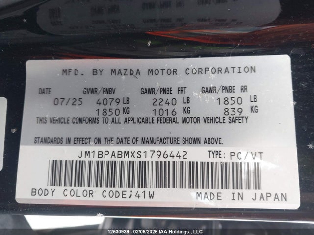 JM1BPABMXS1796442 Mazda 3 Select Sport
