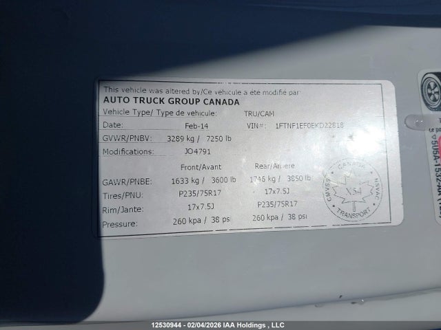 Aukcja sprzedaży 2014 Ford F150, vin: 1FTNF1EF0EKD22818, numer aukcji: 12530944