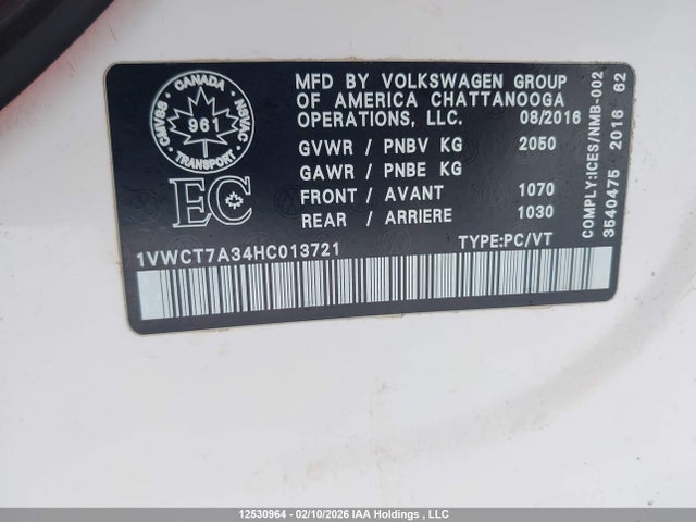 Volkswagen Passat 2017 1VWCT7A34HC013721 Image 9