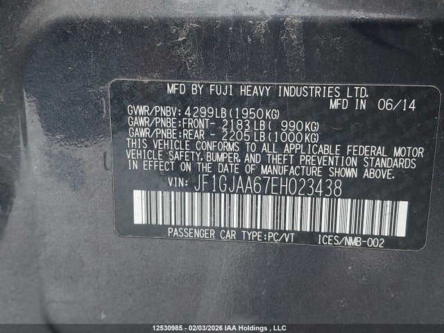 Subaru Impreza 2.0i 2014 JF1GJAA67EH023438 Image 9