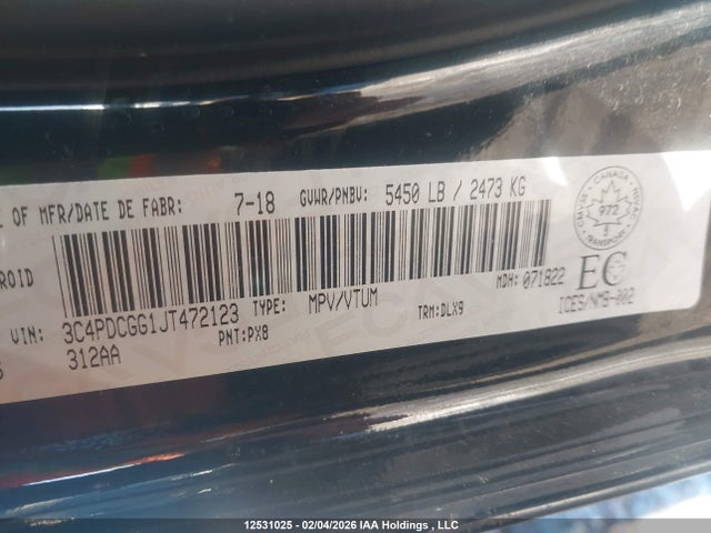 3C4PDCGG1JT472123 Dodge Journey Crossroad