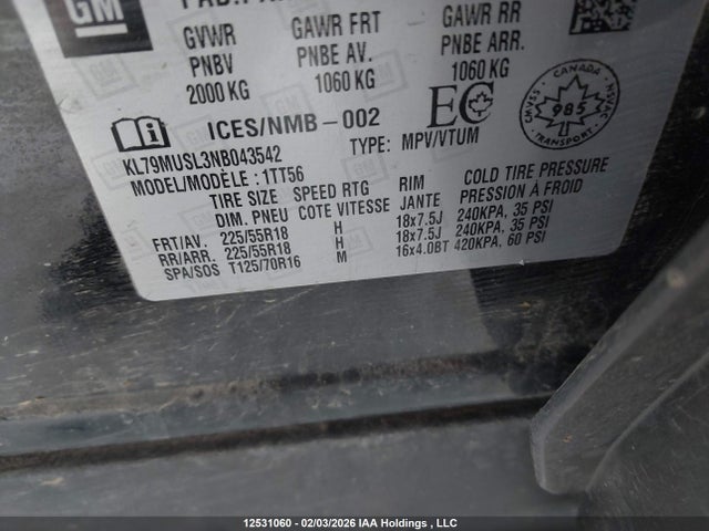 KL79MUSL3NB043542 Chevrolet Trailblazer Rs