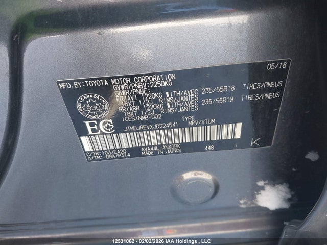 JTMDJREVXJD224541 Toyota Rav4 Hv Limited