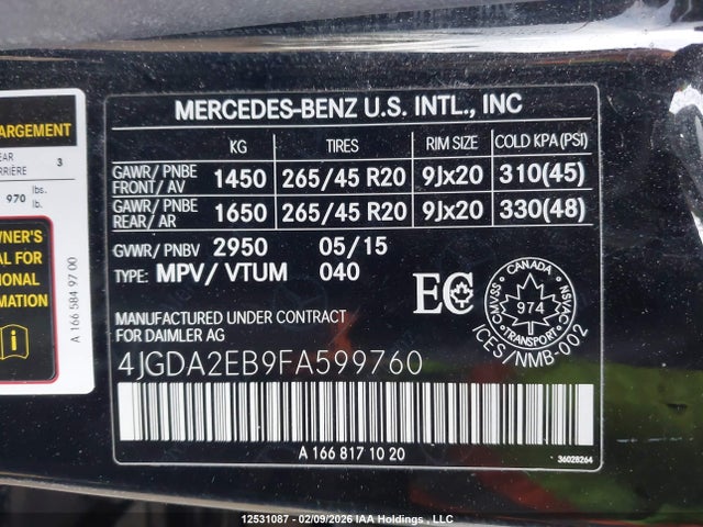 Mercedes-Benz Ml 350 Bluetec 4matic 2015 4JGDA2EB9FA599760 Image 19