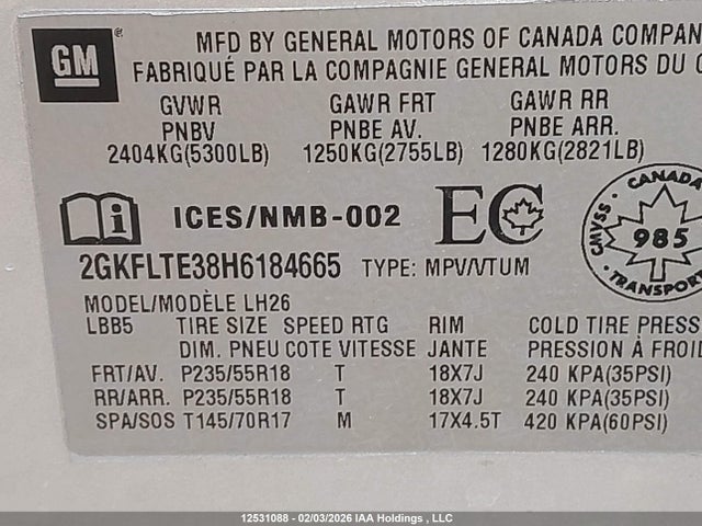 2GKFLTE38H6184665 GMC Terrain Sle
