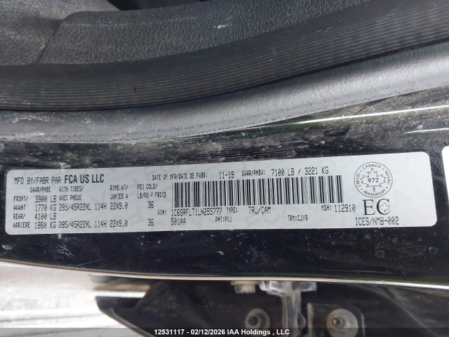 RAM 1500 Rebel 2020 1C6SRFLT1LN255777 Image 9