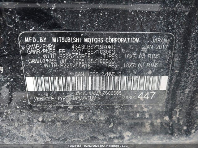 JA4AJ4AW5HZ606665 Mitsubishi RVR