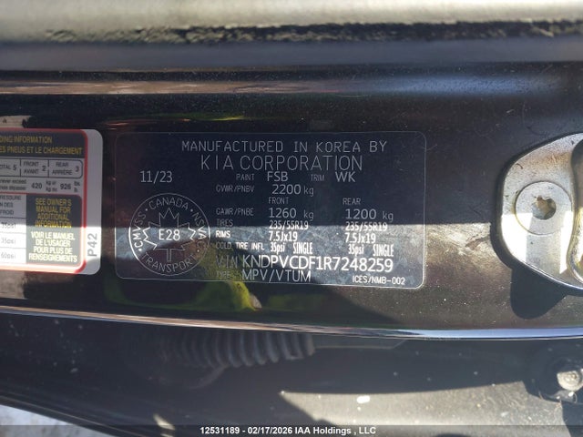 Продажа на аукционе авто 2024 Kia Sportage Ex/ex Premium W/black Interior/ex Premium W/red Interior, vin: KNDPVCDF1R7248259, номер лота: 12531189