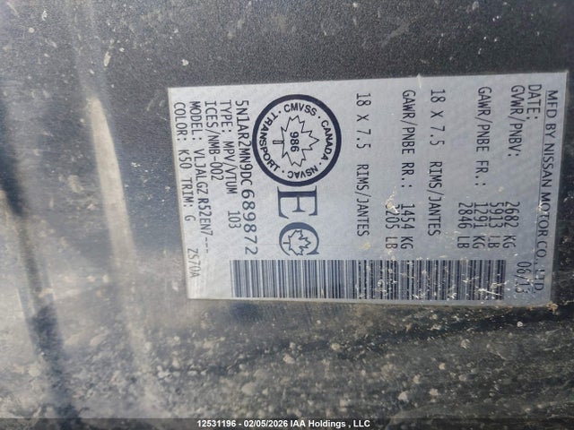 Aukcja sprzedaży 2013 Nissan Pathfinder, vin: 5N1AR2MN9DC689872, numer aukcji: 12531196