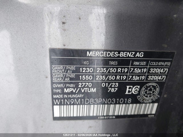 W1N9M1DB3PN031018 Mercedes-Benz Eqb 350 4matic