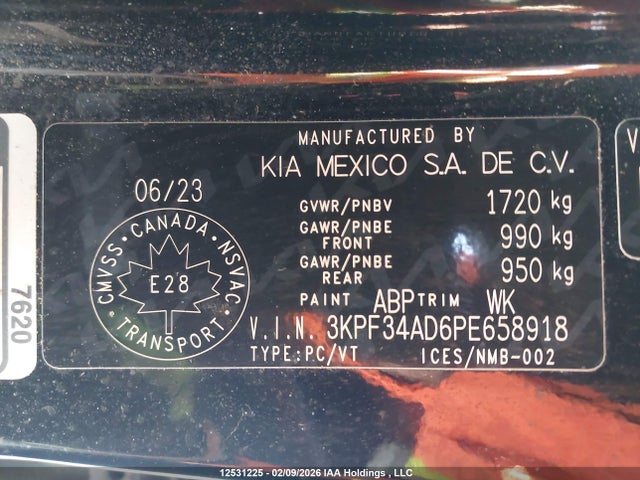 12531225 :رقم المزاد ، 3KPF34AD6PE658918 vin ، 2023 Kia Forte مزاد بيع