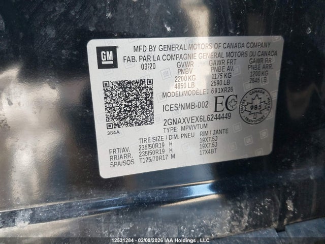 2GNAXVEX6L6244449 Chevrolet EQUINOX LT
