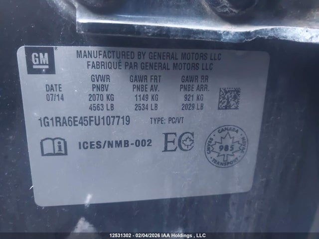 1G1RA6E45FU107719 Chevrolet Volt
