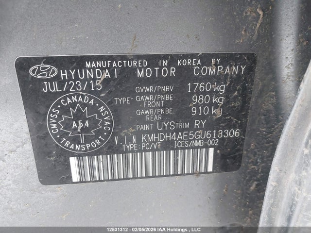 Aukcja sprzedaży 2016 Hyundai Elantra Se/sport/limited, vin: KMHDH4AE5GU613306, numer aukcji: 12531312
