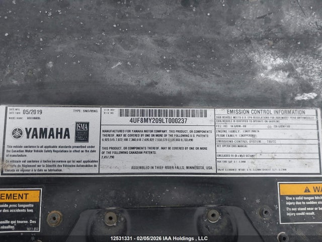 Yamaha Sidewinder 2020 4UF8MY209LT000237 Image 9