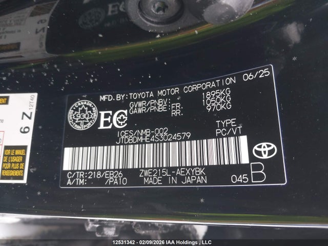 JTDBDMHE4S3024579 Toyota Corolla Hybrid Xse