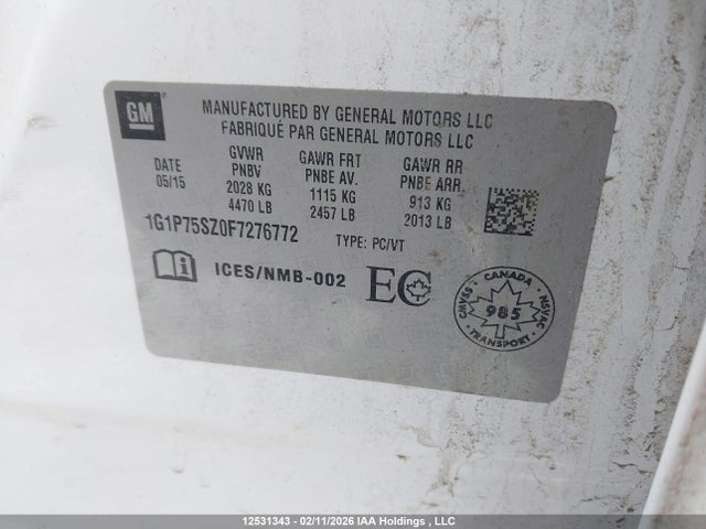 1G1P75SZ0F7276772 Chevrolet Cruze