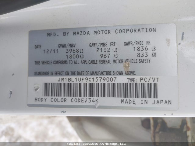2012 Mazda 3 I მანქანა იყიდება აუქციონზე, vin: JM1BL1UF9C1579007, აუქციონის ნომერი: 12531355
