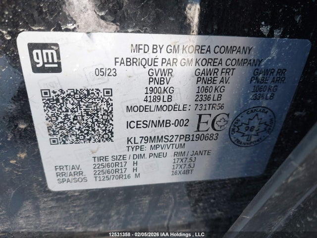 Продаж на аукціоні авто 2023 Chevrolet Trailblazer, vin: KL79MMS27PB190683, номер лоту: 12531358