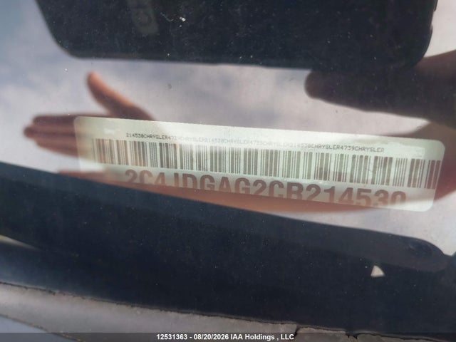 Продаж на аукціоні авто 2012 Ram Cargo, vin: 2C4JDGAG2CR214530, номер лоту: 12531363