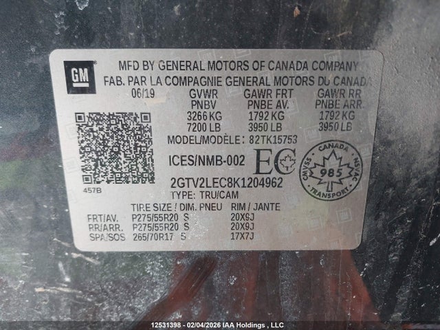 GMC SIERRA 1500 LIMITED 2019 2GTV2LEC8K1204962 Image 9