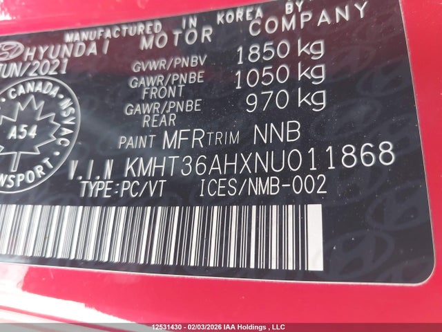 KMHT36AHXNU011868 Hyundai VELOSTER N