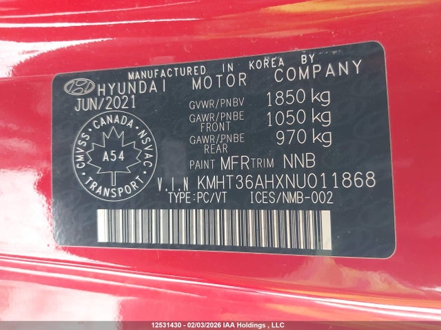 KMHT36AHXNU011868 Hyundai VELOSTER N