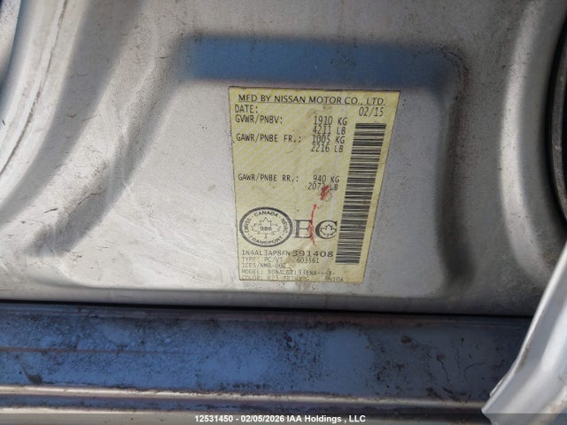 1N4AL3AP8FN391408 Nissan Altima 2.5/2.5 S/2.5 Sl/2.5 Sv