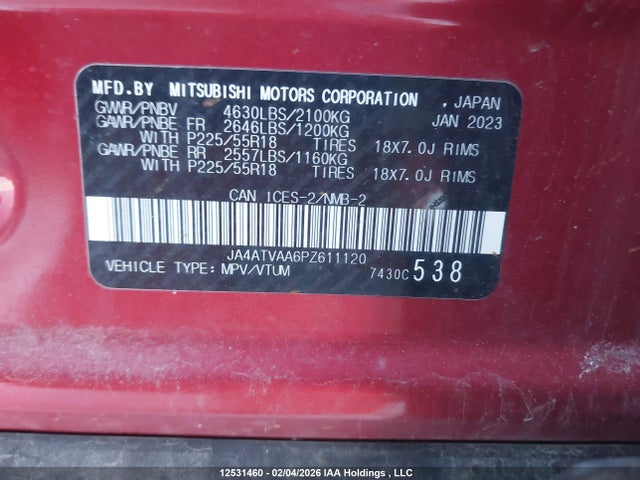 JA4ATVAA6PZ611120 Mitsubishi Eclipse