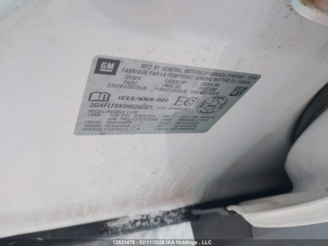 12531479 :رقم المزاد ، 2GNFLFEK8H6266021 vin ، 2017 Chevrolet Equinox Lt مزاد بيع