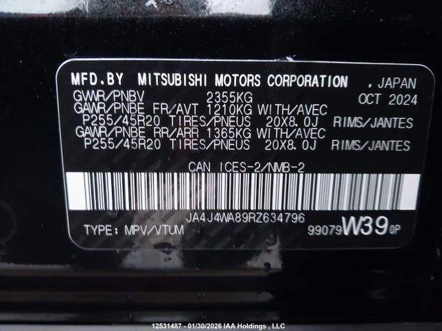 JA4J4WA89RZ634796 Mitsubishi Outlander Sel/platinum Edition