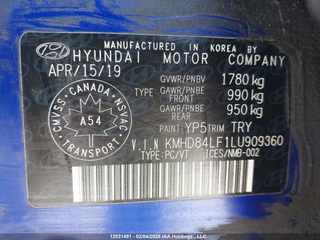 KMHD84LF1LU909360 Hyundai Elantra Sel/value/limited
