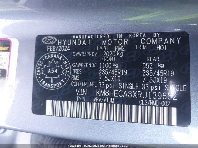 2024 Hyundai Kona 1.6t N Line Ultimate მანქანა იყიდება აუქციონზე, vin: KM8HECA3XRU139682, აუქციონის ნომერი: 12531498