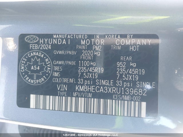 2024 Hyundai Kona 1.6t N Line Ultimate მანქანა იყიდება აუქციონზე, vin: KM8HECA3XRU139682, აუქციონის ნომერი: 12531498