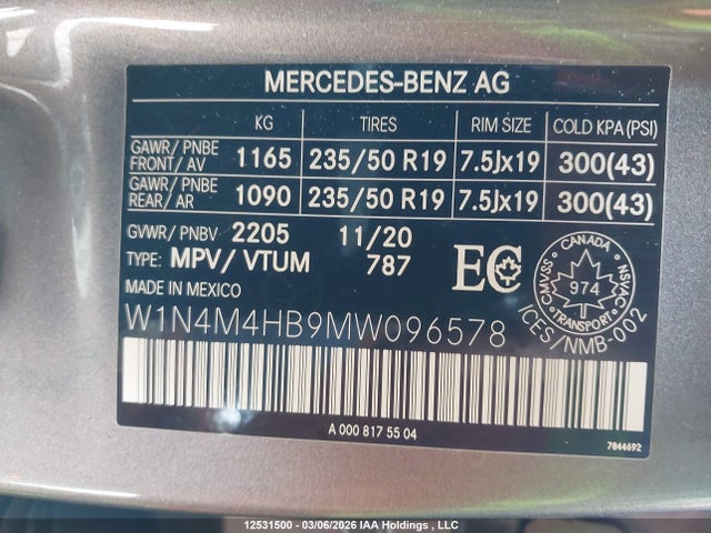 W1N4M4HB9MW096578 Mercedes-Benz Glb 250 4matic