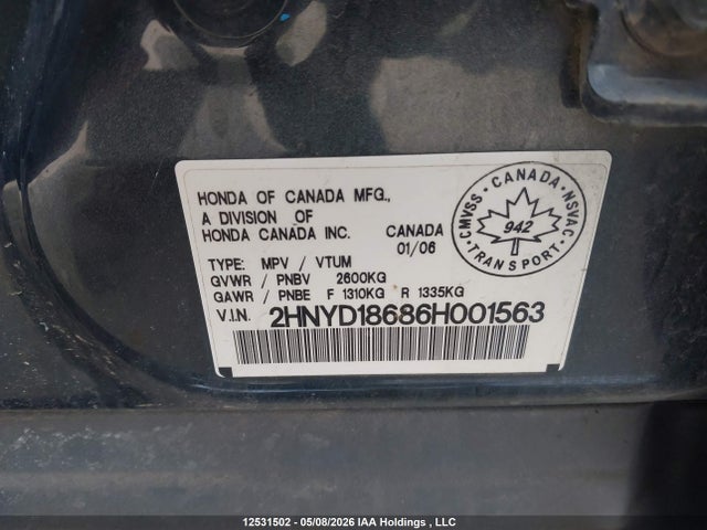 Aukcja sprzedaży 2006 Acura Mdx Touring, vin: 2HNYD18686H001563, numer aukcji: 12531502
