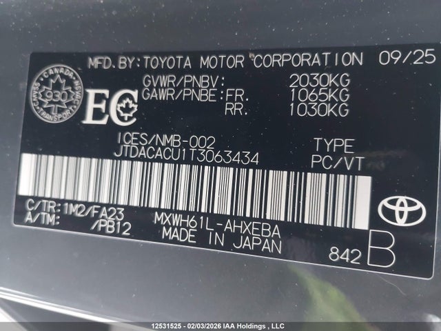 JTDACACU1T3063434 Toyota Prius Se/xse/xse Premium/night Shade