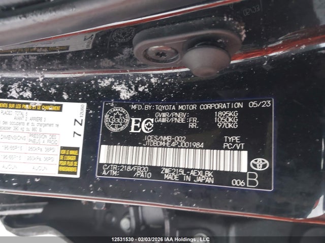 JTDBDMHE4PJ001984 Toyota Corolla Hybrid