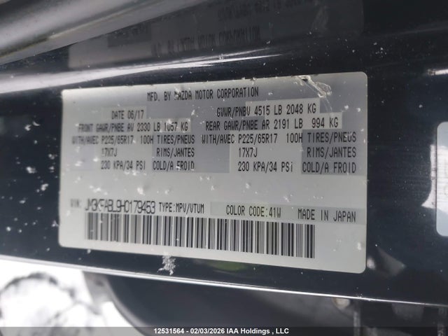 JM3KFABL9H0179453 Mazda CX-5 SPORT