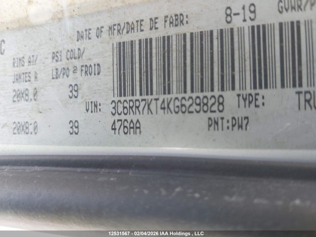 3C6RR7KT4KG629828 RAM 1500 Classic Tradesman