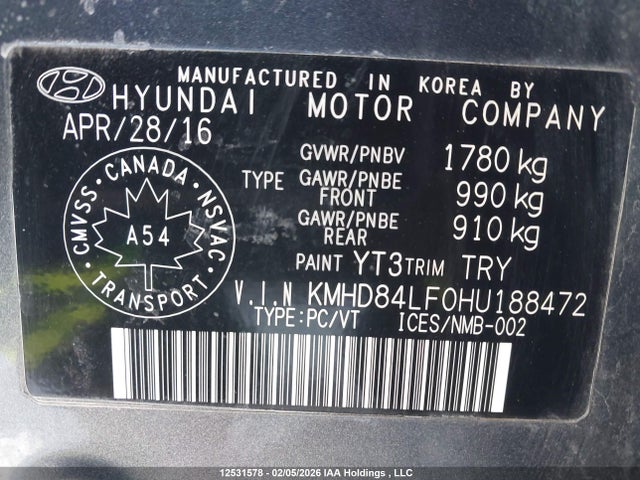 KMHD84LF0HU188472 Hyundai Elantra