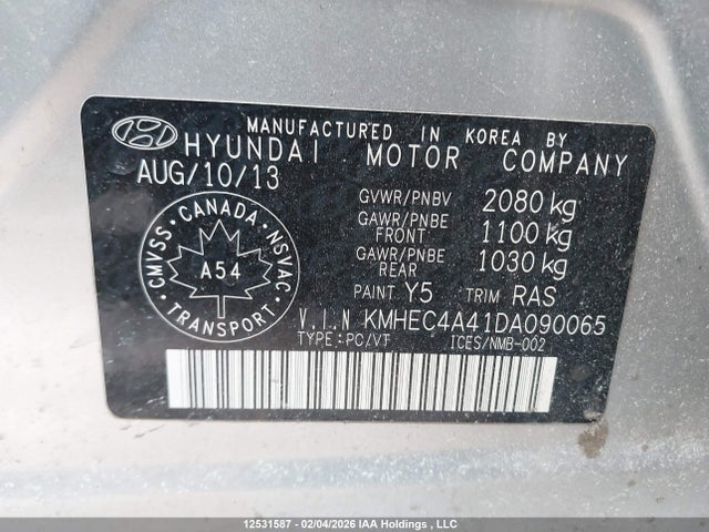 Продаж на аукціоні авто 2013 Hyundai Sonata Hybrid Hybrid, vin: KMHEC4A41DA090065, номер лоту: 12531587