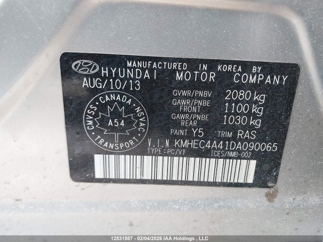 Продаж на аукціоні авто 2013 Hyundai Sonata Hybrid Hybrid, vin: KMHEC4A41DA090065, номер лоту: 12531587