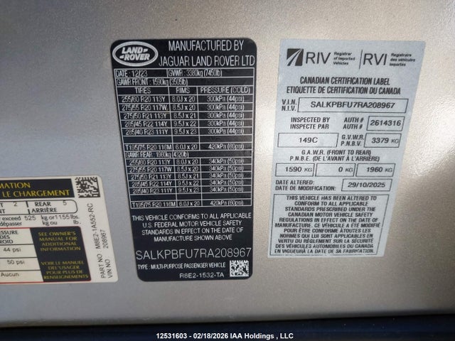 Land Rover Range Rover P400 Se 2024 SALKPBFU7RA208967 Image 9