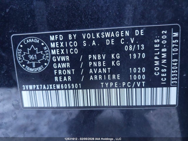 3VWPX7AJXEM605901 Volkswagen Jetta S/se