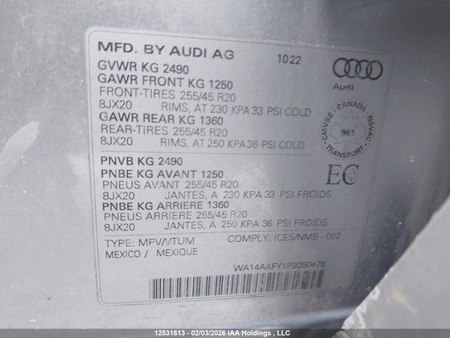 WA14AAFY1P2050478 Audi Q5 Sportback Premium 45