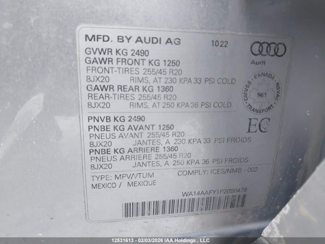 WA14AAFY1P2050478 Audi Q5 Sportback Premium 45